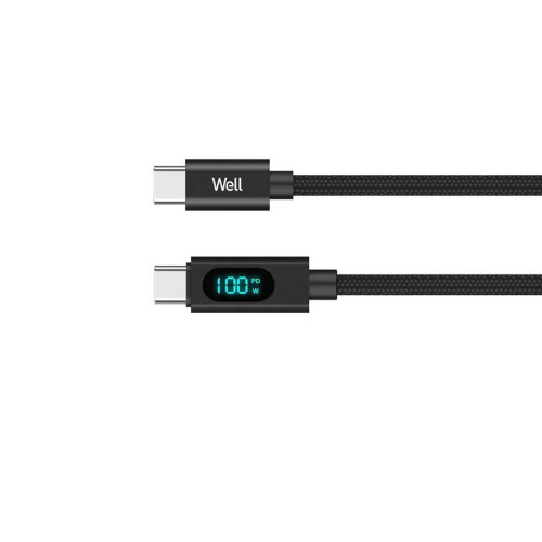 Καλώδιο Type-C σε USB-C Φόρτισης - Data 1m 20V/5A 100W Μαύρο Well CABLE-USBC/USBC-1BK10001-WL