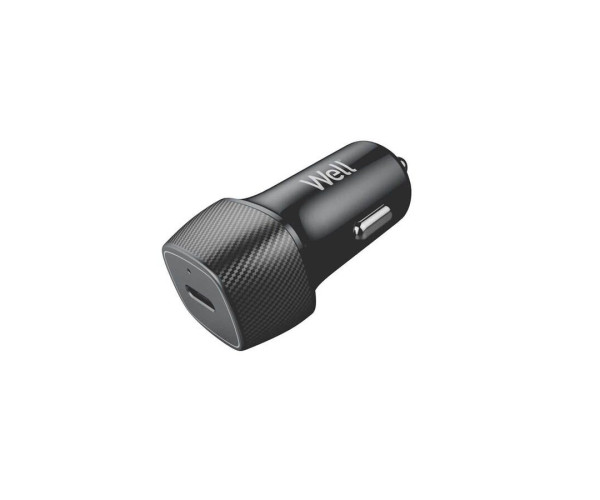 Universal USB-C Car Charger 20W Μαύρος Well PSUP-USB-CPD120BK-WL