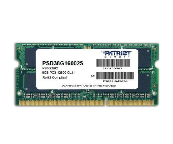 RAM DDR3 UDIMM Laptop Patriot 8GB 1600MHz