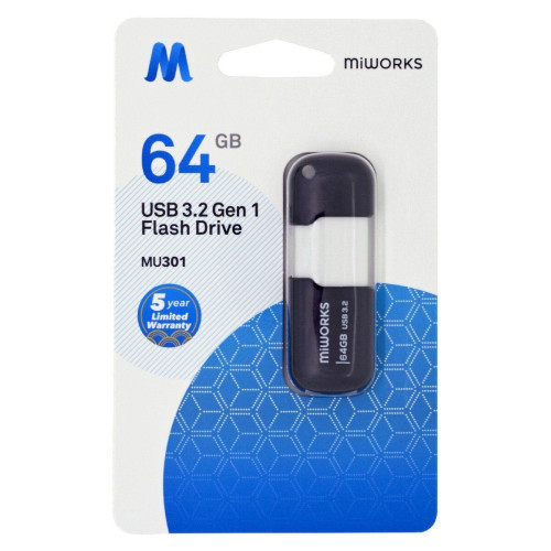 Flash Drive MiWorks MU301 64GB USB 3.2 Gen.1 Black