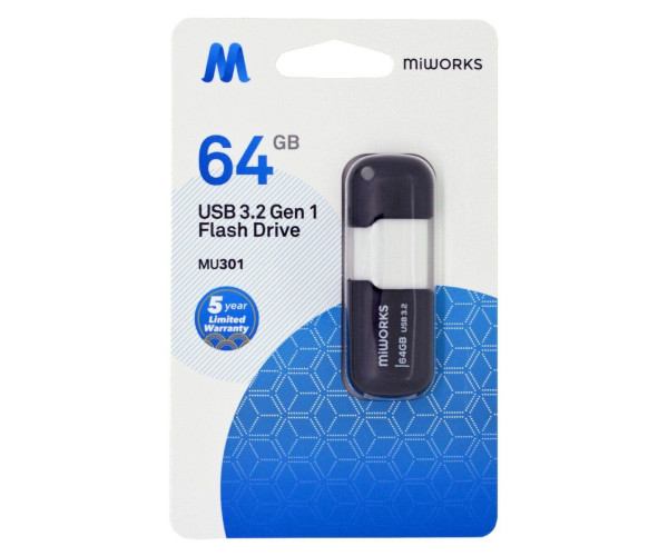 Flash Drive MiWorks MU301 64GB USB 3.2 Gen.1  Μαύρο