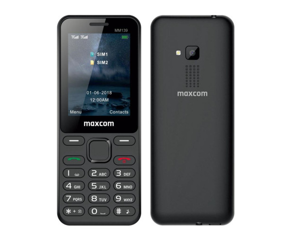 Maxcom MM139 (Dual Sim) 2,4" με Κυρτό Σώμα, Κάμερα, Φακό και Ραδιόφωνο (Λειτουργεί Χωρίς Ακουστικά) Μαύρο