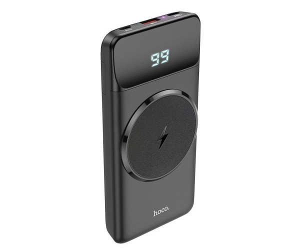 Power Bank Hoco J76 Bobby Magnetic 10000mAh με Ασύρματη Φόρτιση και Βάση Στήριξης Τηλεφώνου με USB-A και USB-C Μαύρο