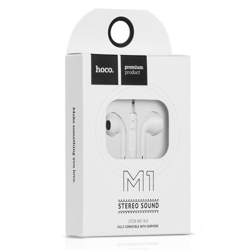Hands Free Hoco M1 Earphones Stereo 3.5mm Λευκά με Μικρόφωνο