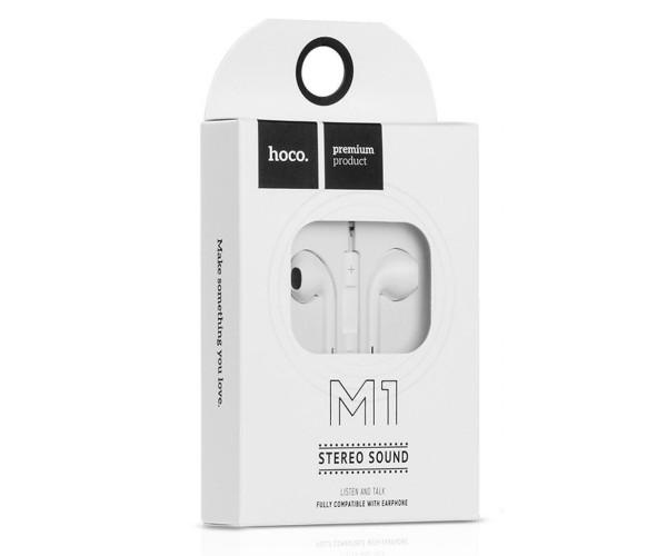 Hands Free Hoco M1 Earphones Stereo 3.5mm Λευκά με Μικρόφωνο
