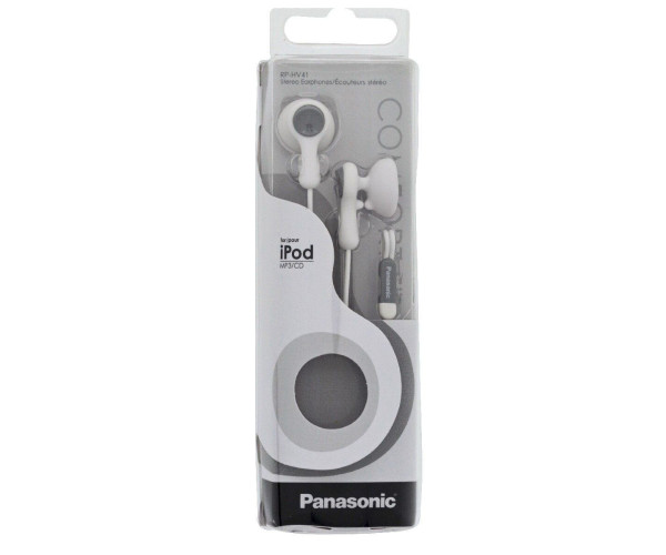 Ακουστικά Panasonic Stereo Earbud RP-HV41E-W 3.5mm Λευκό με Clip Καλωδίου και Ελαστικό Ακουστικό 1.2m Χωρίς Μικρόφωνο