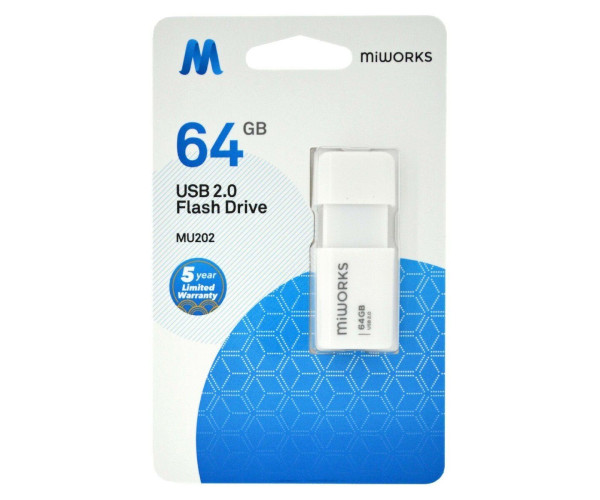 Flash Drive MiWorks MU202 64GB USB 2.0 Λευκό