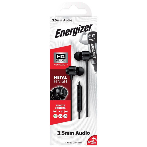 Hands Free Energizer CIA10 Metal Stereo 3.5 mm Bla...