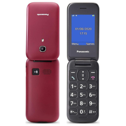 Panasonic KX-TU400EXRM Κόκκινο 2.4" με MicroSD μέχρι 32GB, Bluetooth, Κάμερα, Μεγάλα Γράμματα και Πλήκτρο SOS