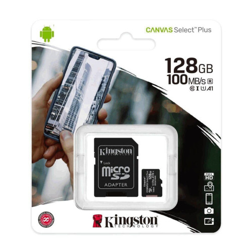 Micro SDXC 128GB Kingston Canvas Select Plus + Ada...