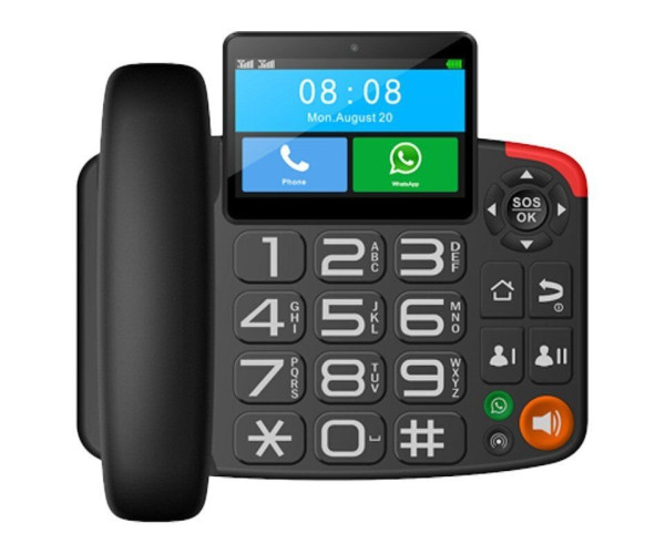 Σταθερό GSM Τηλέφωνο Maxcom MM42D 4G με Λειτουργία Κινητού Τηλεφώνου, Πλήκτρο SOS, Android 6.0 Μαύρο