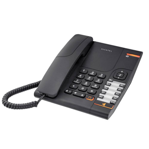 Σταθερό Ψηφιακό Τηλέφωνο Alcatel T380 Μαύρο, με Ανοιχτή Ακρόαση και Υποδοχή Σύνδεσης Ακουστικού Κεφαλής (RJ9)