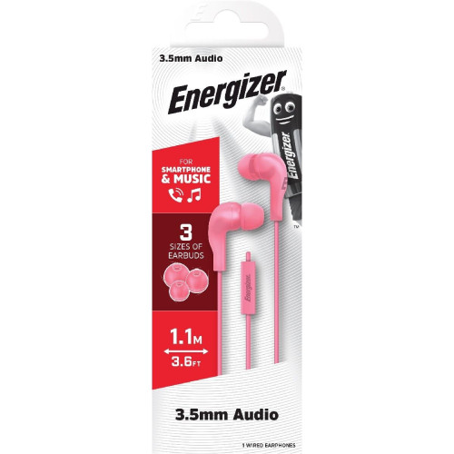 Hands Free Energizer CIA5 Stereo 3.5mm Ροζ με Μικρόφωνο 1,1μ