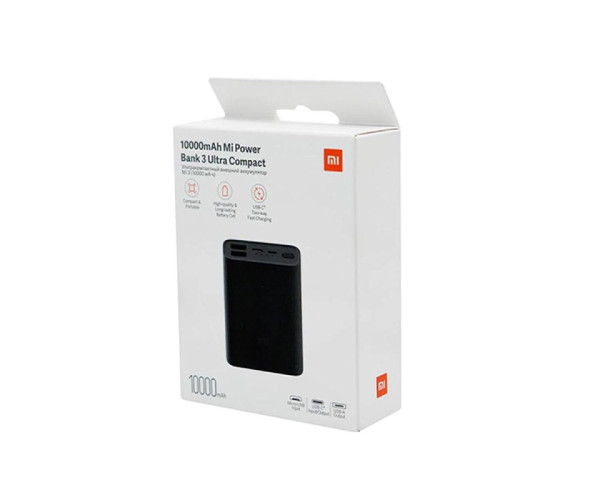 Xiaomi Mi Power Bank 3 Ultra Compact 10000mAh PB1022ZM με Two-Way Fast Charging USB-C Μαύρο