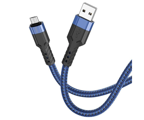 Καλώδιο Σύνδεσης Hoco U110 USB σε Micro-USB Braided 2.4A Μπλε 1.2m Υψηλής Αντοχής