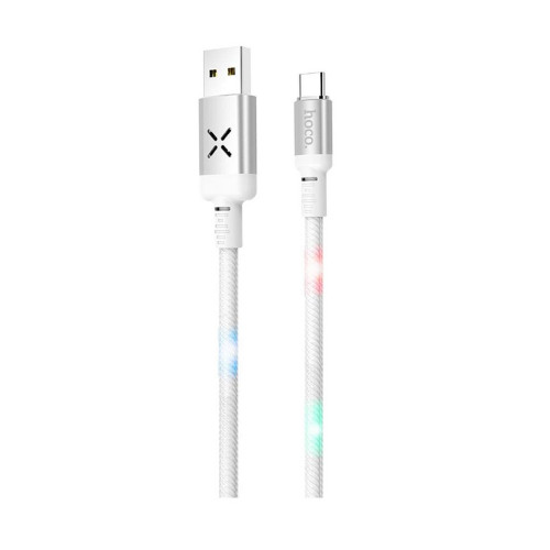 Καλώδιο σύνδεσης Hoco U63 Spirit USB σε USB-C 3.0A και Φωτεινές Ενδείξεις με Ηχητικό Αισθητήρα Λευκό 1.2m