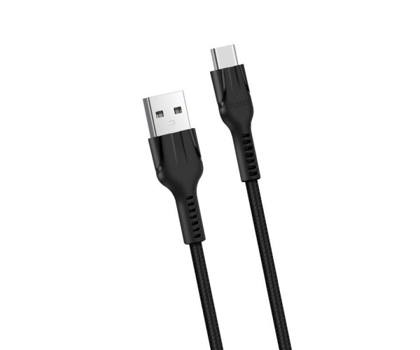 Καλώδιο σύνδεσης Hoco U31 Benay Braided με Νάυλον Κορδόνι USB σε USB-C 2.4A Μαύρο 1,2m