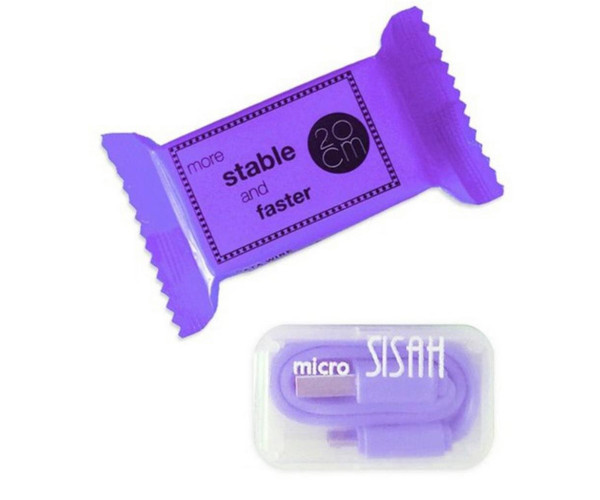 Καλώδιο σύνδεσης Jasper Candy USB σε Micro USB 20cm Μωβ