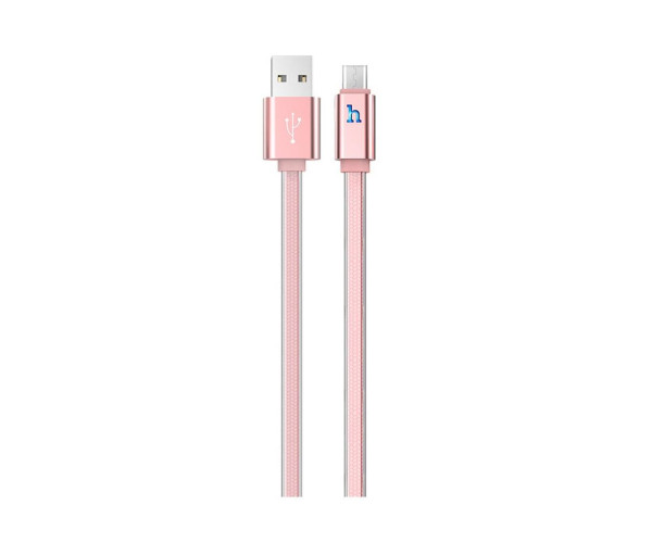 Καλώδιο σύνδεσης Hoco UPL 12 Plus USB σε Micro-USB 2.4A με PVC Jelly και Φωτεινή Ένδειξη 1,2m Ροζ Χρυσό