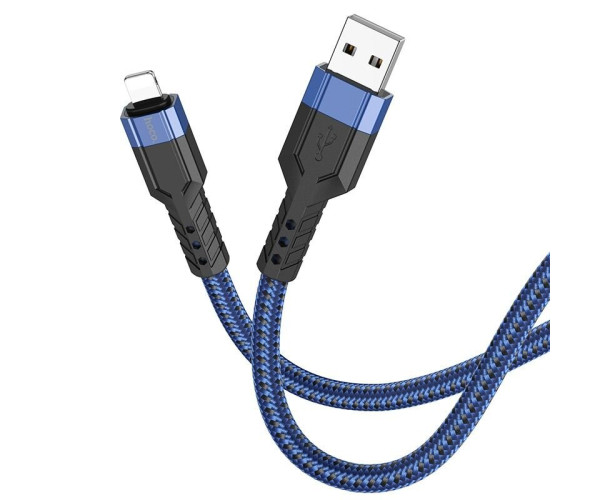 Καλώδιο Σύνδεσης Hoco U110 USB σε Lightning Braided 2.4A Μπλε 1.2m Υψηλής Αντοχής