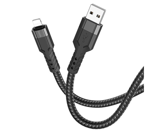 Καλώδιο Σύνδεσης Hoco U110 USB σε Lightning Braided 2.4A Μαύρο 1.2m Υψηλής Αντοχής