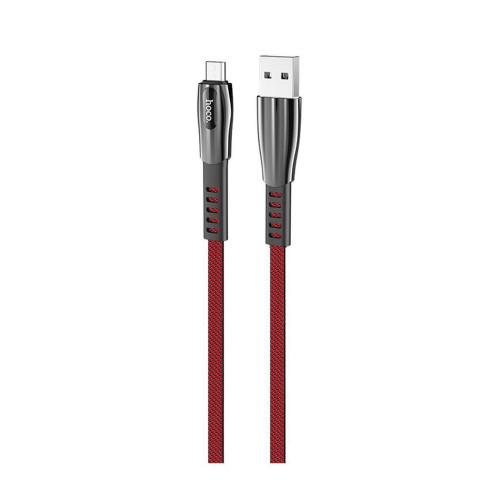 Καλώδιο σύνδεσης Hoco U70 Splendor USB σε Mirco-USB Fast Charging 2.4A Κόκκινο 1.2m με Φωτεινή Ένδειξη