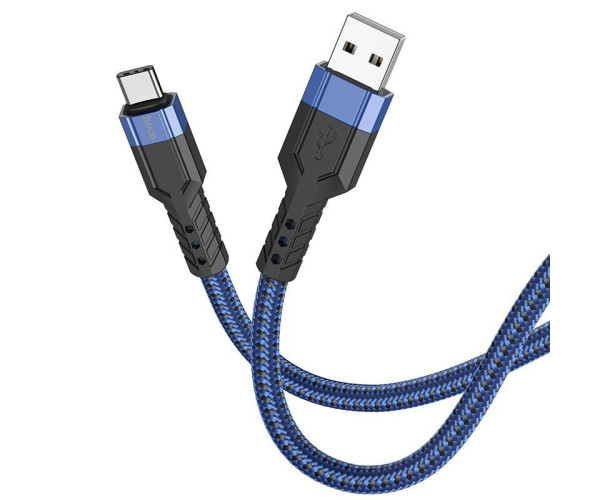 Καλώδιο Σύνδεσης Hoco U110 USB σε USB-C Braided 3A Μπλε 1.2m Υψηλής Αντοχής