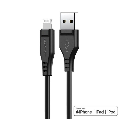 Καλώδιο σύνδεσης Acefast C3-02 USB-A σε Lightning Braided 2.4A Apple Certified MFI 1.2m Μαύρο