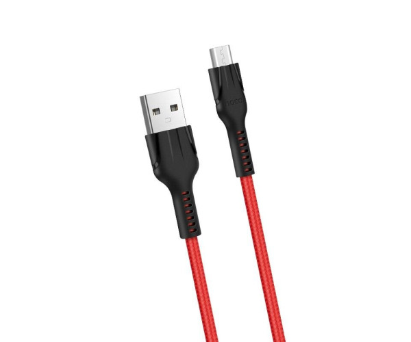 Καλώδιο σύνδεσης Hoco U31 Benay Braided με Νάυλον Κορδόνι USB σε Micro-USB 2.4A Κόκκινο 1,2m