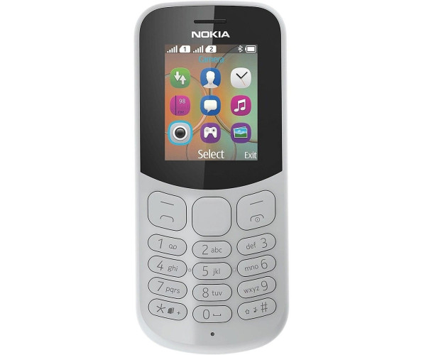 Nokia 130 1.8" Dual Sim Γκρί EU Χωρίς Ελληνικό Μενού με UK αντάπτορα