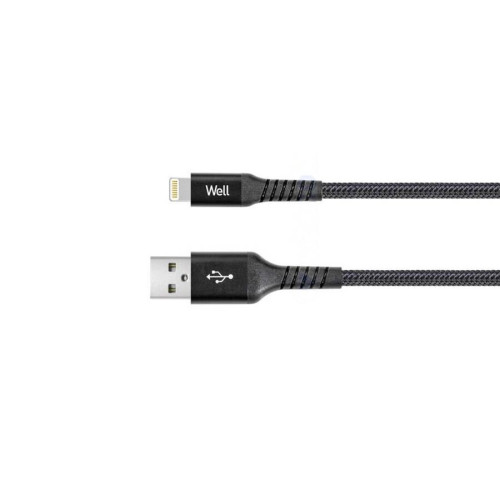 Καλώδιο USB 2.0 σε Lightning Φόρτισης - Data 1m 2.4A Μαύρο Well CABLE-USB/LIGHT-1BK05-WL