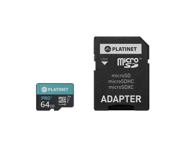 PLATINET microSDXC  SECURE DIGITAL + ADAPTER SD 64GB class10 U1 70MB/s