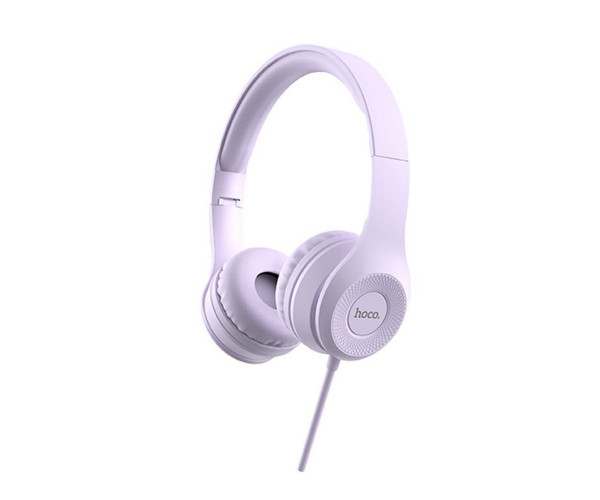 Ακουστικά Stereo Hoco W21 Graceful Charm 3.5mm με Μικρόφωνο Μωβ