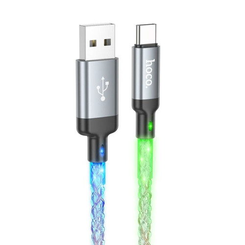 Καλώδιο Σύνδεσης Hoco U112 Shine USB σε USB-C 3A με LED Light Effect 1m
