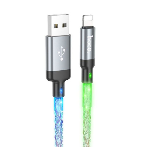 Καλώδιο Σύνδεσης Hoco U112 Shine USB σε Lightning 2.4A με LED Light Effect 1m