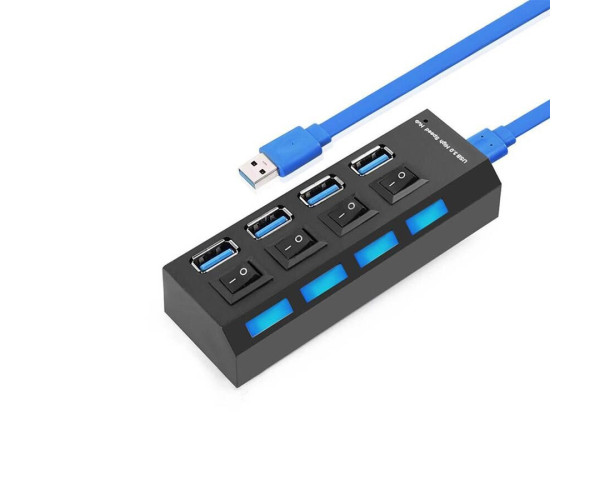 USB 3.0 HUB 4-Port Hi-Speed w/Switches & Blue LED Desing KO282