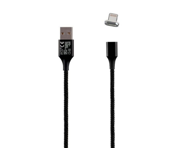 Καλώδιο Lightning USB Φόρτισης-Data Magnetic Braided 3.5A QC 2.0 1m Μαύρο NSP