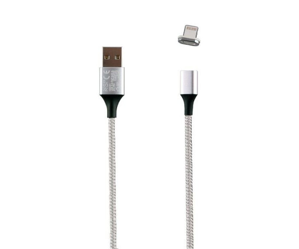 Καλώδιο Lightning USB Φόρτισης-Data Magnetic Braided 3.5A QC 2.0 1m Ασημί NSP