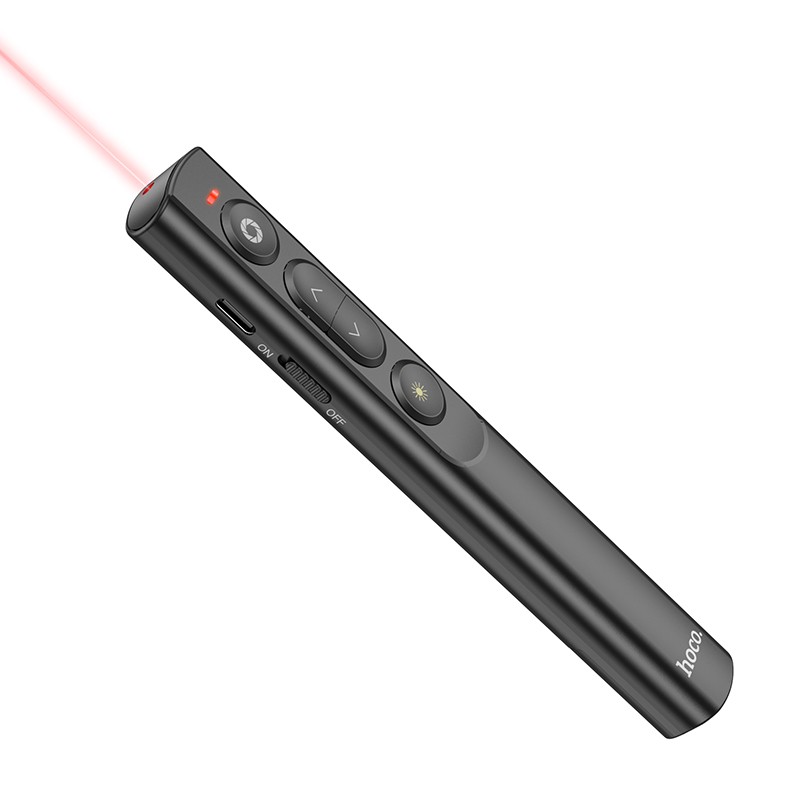Laser Pointer Hoco GM201 Smart Στυλό Αλλαγή Σελίδας με Μαγνητική Θύρα USB και USB-C και Κόκκινη Δέσμη Φωτός 100m Απόσταση Μαύρο