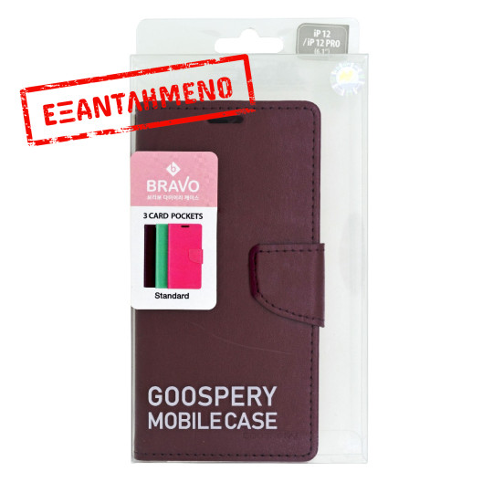 Θήκη Book Goospery Bravo Diary για Apple iPhone 12/12 Pro Μπορντώ