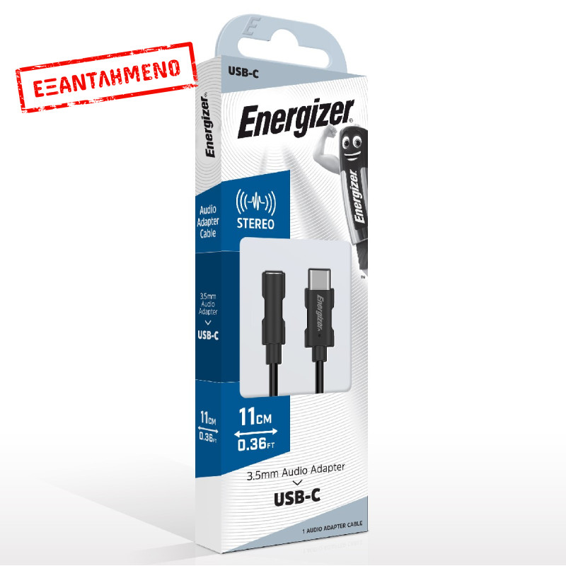 Αντάπτορας Hands Free Energizer C112CABK USB-C σε 3.5 mm Συμβατό με όλες τις Συσκευές USB-C  Μαύρο