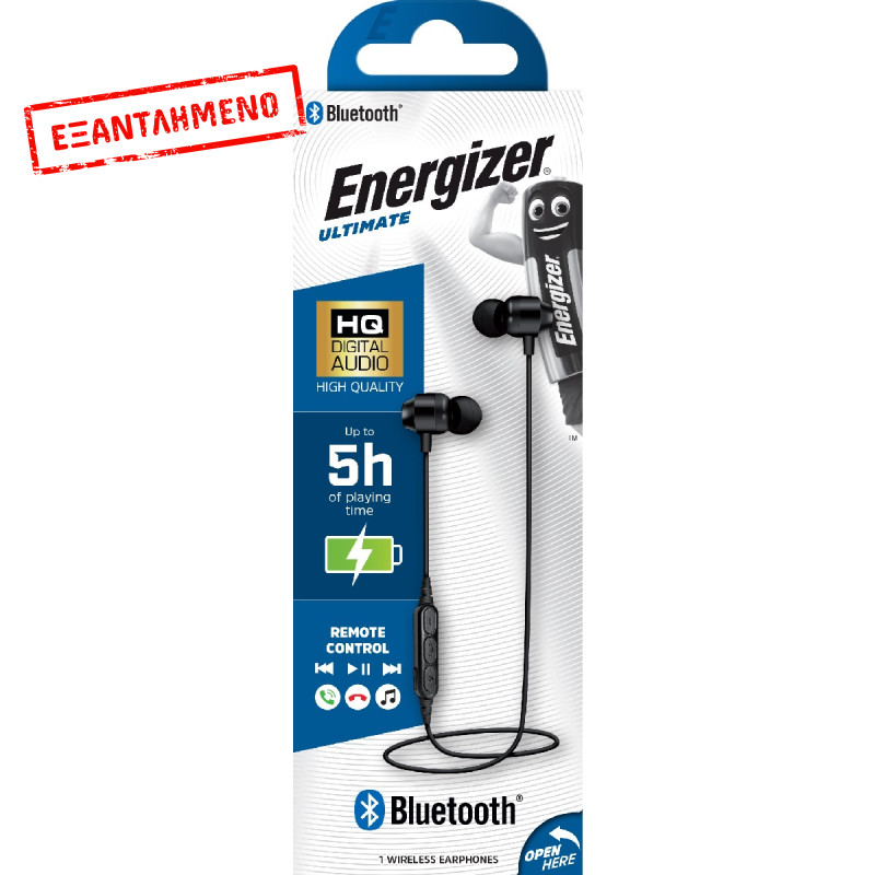 Bluetooth Earphones Energizer CIBT20BK2 V 5.0 Διάρκεια Μπαταρίας 5  Ώρες και Πλήκτρα Ελέγχου Μαύρα