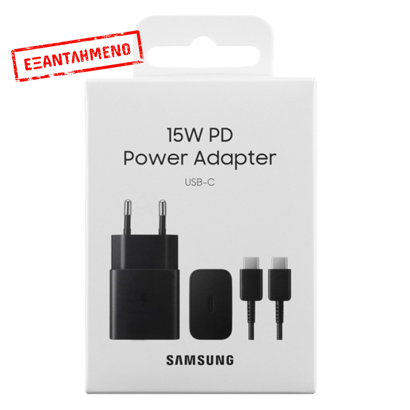 Φορτιστής Ταξιδίου Samsung Fast Charging EP-T1510XBEGEU 15W με Καλώδιο USB-C σε USB-C  Μαύρο