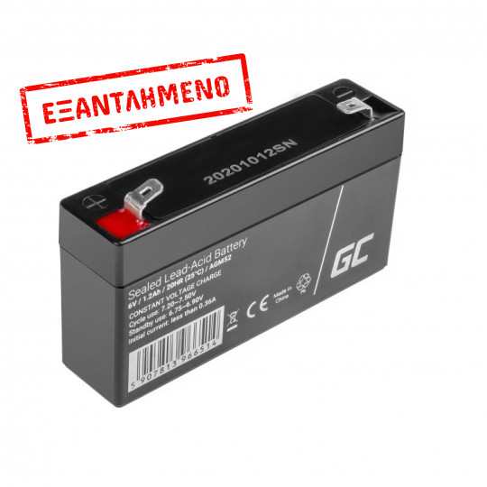 Μπαταρία Green Cell AGM52 VRLA (6V 1.2Ah) Terminal Faston 187 (F1)  Μaintenance Free για Συστήματα Συναγερμών και Ταμειακές Μηχανές