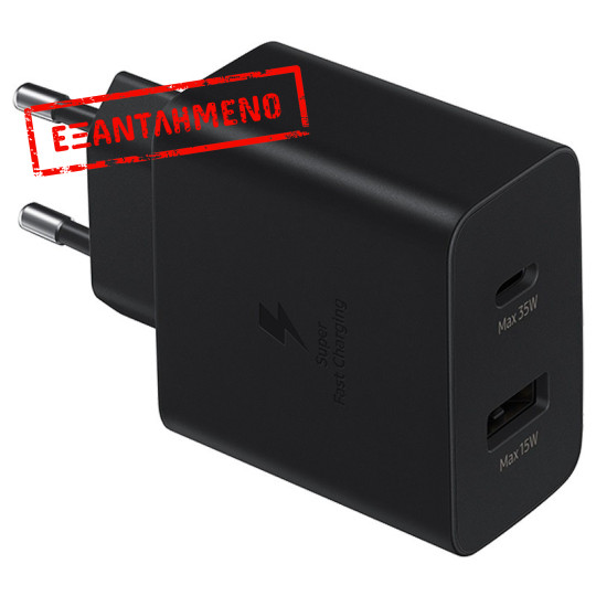 Φορτιστής Ταξιδίου Samsung EP-TA220NBEGEU με Θύρα USB-A και USB-C 35W Μαύρο