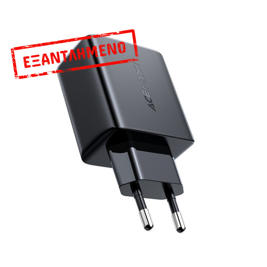 Φορτιστής Ταξιδίου Acefast A5 Fast Charging USB-C 20W+USB-A 12W PD20W, QC3.0 / QC2.0 32W Μαύρος