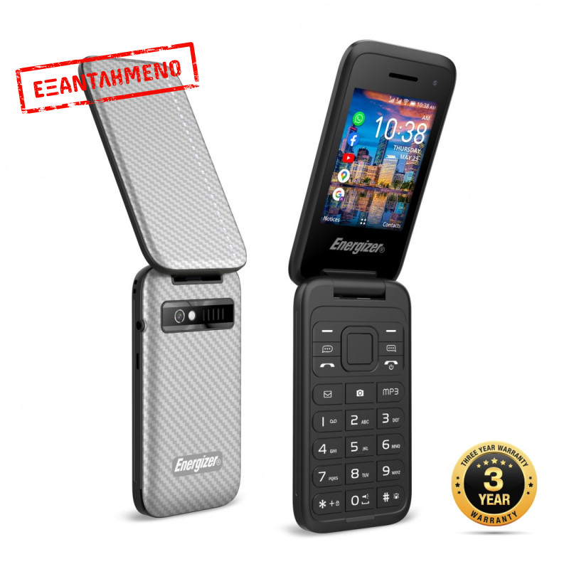 Energizer Energy E282SC 512MB/4GB Dual Sim 4G 2.8" KaiOS 1400 mAh, Bluetooth, Camera, Ασημί