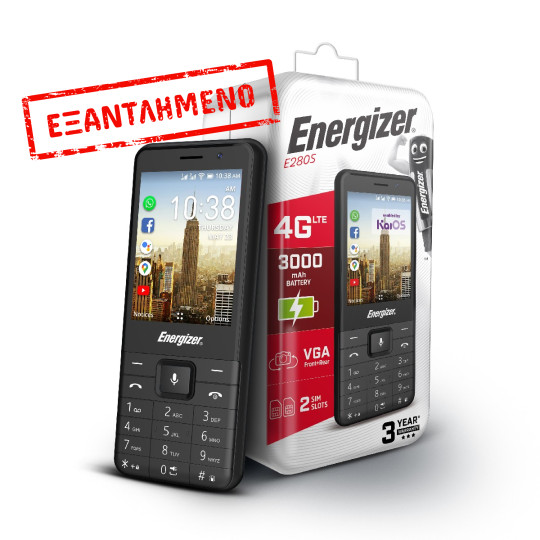 Energizer Energy E280S 512MB/4GB Dual Sim 4G 2.8" KaiOS 3000mAh Bluetooth Camera Μαύρο 3 Χρόνια Εγγύηση