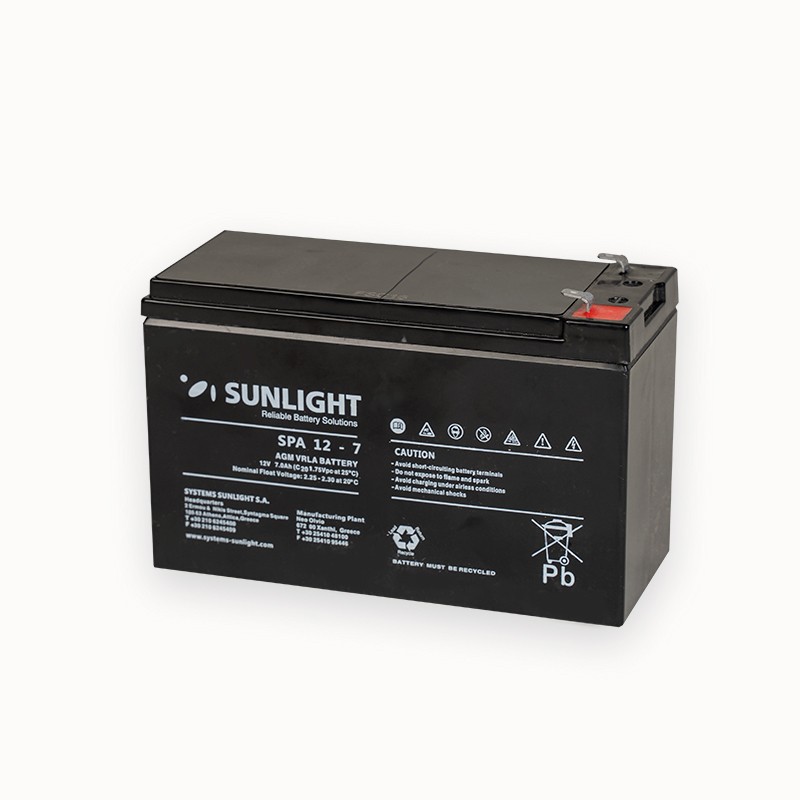 Μπαταρία Sunlight VRLA AGM (12V 7Ah) 1.95 kg 151mm x 65mm x 94mm με Λεπτους Πόλους