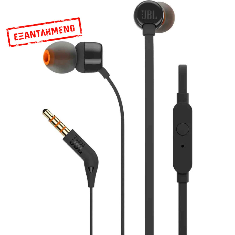 Hands Free JBL Tune 160 In-ear 3.5mm 9mm Dynamic Driver Pure Bass Sound με Μικρόφωνο JBLT160BLK Μαύρο